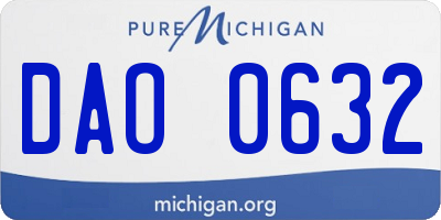 MI license plate DAO0632