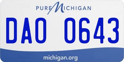 MI license plate DAO0643