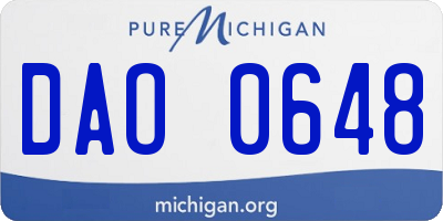 MI license plate DAO0648