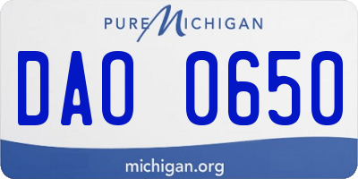 MI license plate DAO0650