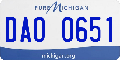 MI license plate DAO0651