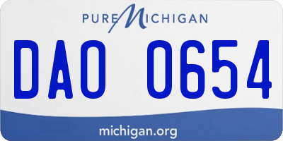 MI license plate DAO0654