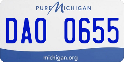 MI license plate DAO0655