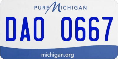 MI license plate DAO0667