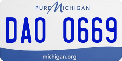 MI license plate DAO0669
