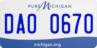 MI license plate DAO0670
