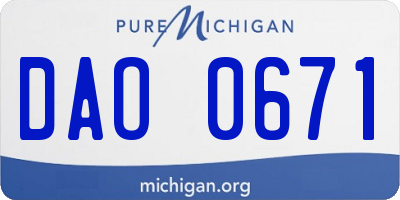 MI license plate DAO0671