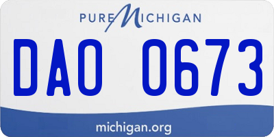 MI license plate DAO0673