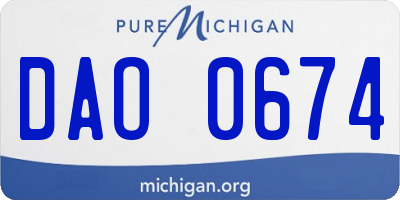 MI license plate DAO0674