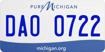 MI license plate DAO0722
