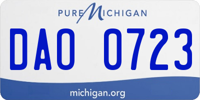 MI license plate DAO0723