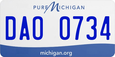 MI license plate DAO0734