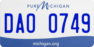 MI license plate DAO0749