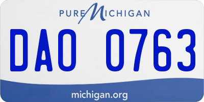 MI license plate DAO0763