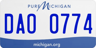MI license plate DAO0774