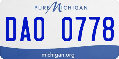 MI license plate DAO0778