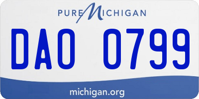 MI license plate DAO0799