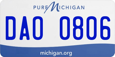 MI license plate DAO0806