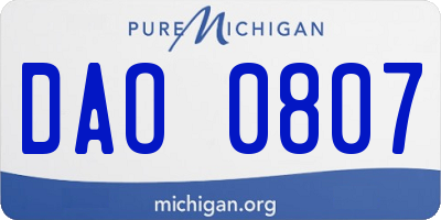 MI license plate DAO0807