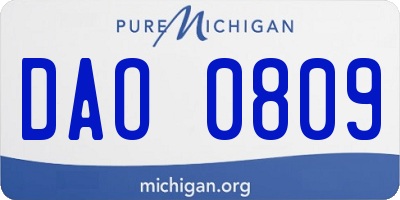 MI license plate DAO0809