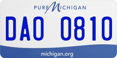 MI license plate DAO0810