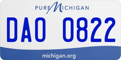 MI license plate DAO0822
