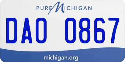 MI license plate DAO0867