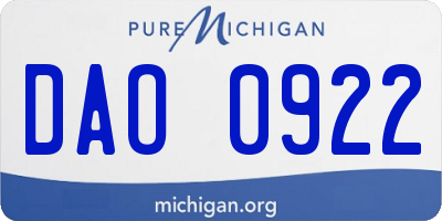MI license plate DAO0922