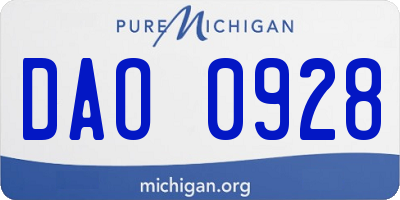 MI license plate DAO0928