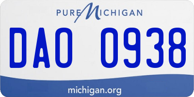 MI license plate DAO0938