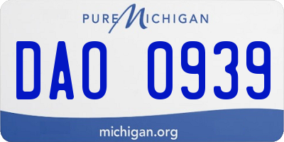 MI license plate DAO0939