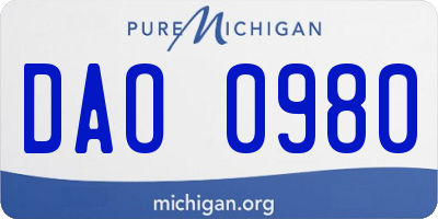MI license plate DAO0980