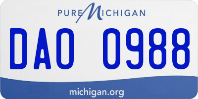 MI license plate DAO0988