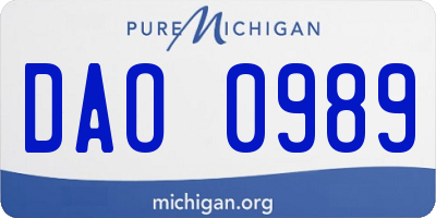 MI license plate DAO0989