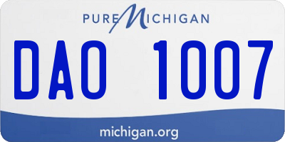 MI license plate DAO1007