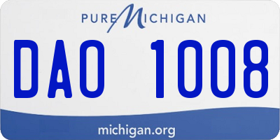 MI license plate DAO1008