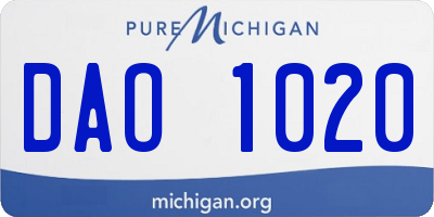 MI license plate DAO1020