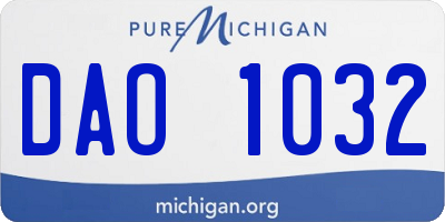MI license plate DAO1032