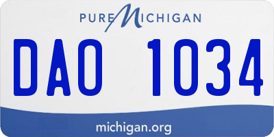 MI license plate DAO1034