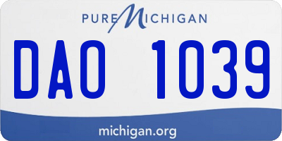 MI license plate DAO1039