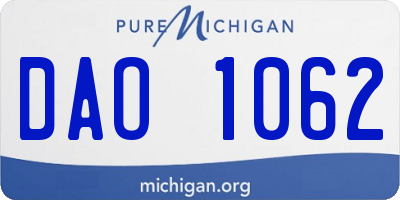 MI license plate DAO1062