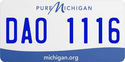 MI license plate DAO1116