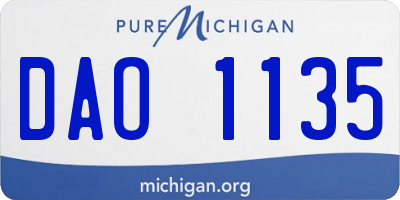 MI license plate DAO1135