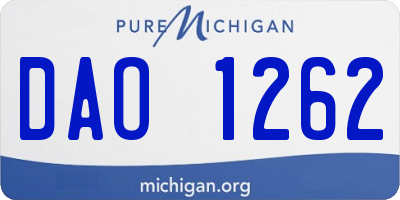 MI license plate DAO1262