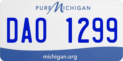 MI license plate DAO1299