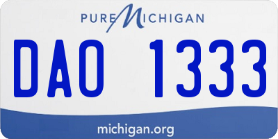 MI license plate DAO1333
