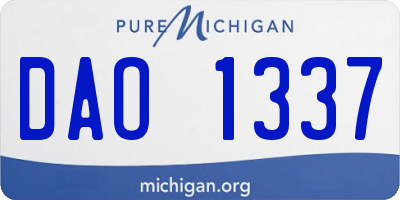 MI license plate DAO1337