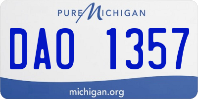 MI license plate DAO1357