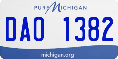MI license plate DAO1382