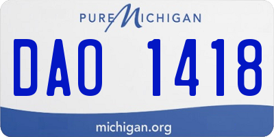 MI license plate DAO1418